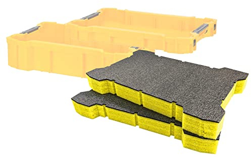 Shadow Foam ToughSystem 2.0 Tray Inserts [Doppelpack] für DeWalt ToughSystem | Werkzeugorganisation für Handwerkzeuge, Elektrowerkzeuge & Werkzeugaufbewahrung (50mm, Gelb)
