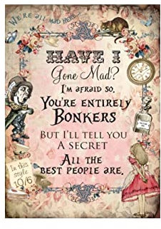 Sawfish® Alice in Wonderland Metal Sign Wall Plaque Picture for Bathroom 6x8″