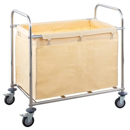 GastroHero Carrello portabiancheria, portata 135 kg, tessuto Oxford LC-Q | Ideale per il trasporto di biancheria e tessuti, dotato di 4 ruote girevoli, sacco portabiancheria antistrappo e sostituibile
