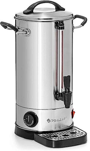 Forgast Chaudière à eau | Acier inoxydable | Capacité 10 litres | Distributeur d'eau | Chauffe-eau | Bouilloire | Bac collecteur | Deux poignées | Protection contre la surchauffe | Facile à nettoyer