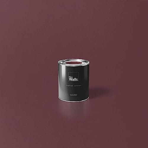 New Walls Premium Wandfarbe Rot, Bordeauxrot Liquid Luxury Dispersionsfarbe für Innenräume – 1 L