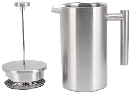 HUAOSN Cafetera De Prensa Francesa De 1L, Prensa De Café De Acero Inoxidable A Prueba De Herrumbre Con Aislamiento De Doble Pared, Prensa De Café Versátil Con Filtro Para Regalos De Viaje De Camping