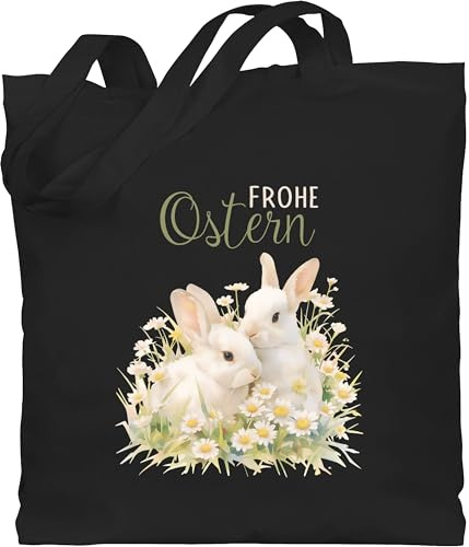Baumwolltasche - Ostergeschenk - Frohe Ostern Osterhase Kleine Osterüberraschung I Ostern Kleinigkeiten Osterpräsente I Ostergeschenkideen - Unisize - Schwarz - osterhasentasche oster hase tasche