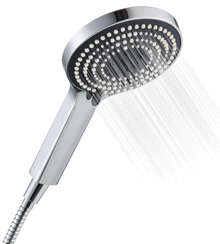 OFFO Shower Head and Hose 1.5m, 6 Modes Handheld Shower Head Large Powerful Boosting Handheld Showerhead for Low Water Pressure ShowerHead,Chrome
