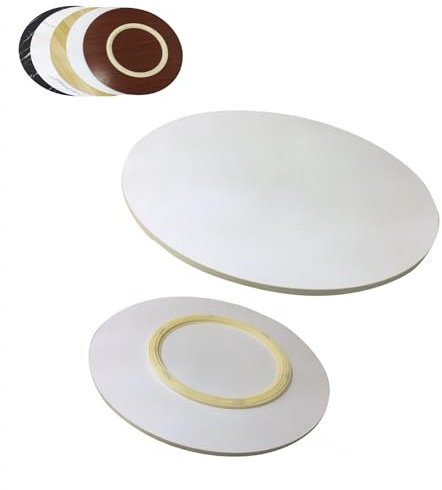 Holz Drehbares Drehplatte Lazy Susan Esstisch Drehteller 70 80 90 100cm Großer Runder Tische Drehscheibe, Esstisch Drehbares Serviertablett mit Antis-Rutsch Silent Base(Beige white,40inch(100cm))