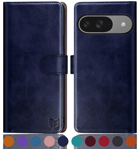 SUANPOT [RFID Schutz für Google Pixel 9 5G/Google Pixel 9 Pro 6.3 Hülle PU Leder Handyhülle Lederhülle Klapphülle Kartenfach Flip Cover für Pixel9 Handy hülle Leather Wallet Phone Case Blau