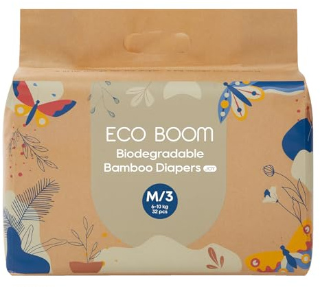 ECO BOOM Size 3 Diapers, Bamboo Viscose Diapers, Sustainable, Paper Packaging