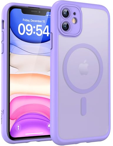 TOCOL für iPhone 11 Hülle, Kompatibel mit MagSafe, Matt Lila | Eingebauter Magnetring, Vollständiger Kameraschutz, Militärschutz Stoßfest Kratzfest Haltbarkeit, Durchscheinend Rückseite