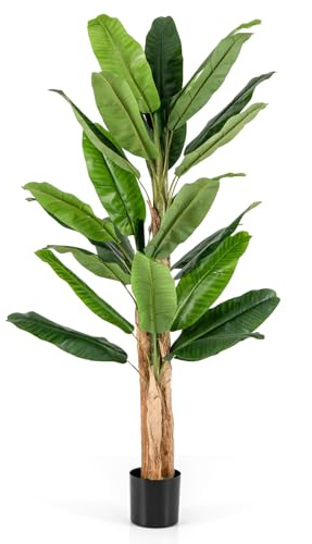 RELAX4LIFE Künstliche Bananenpflanze 195cm Kunstpflanze Groß Bananenpflanze mit 27 Blättern Kunstpflanze Kunstpflanze Kunstpflanze Kunststoffpflanze Deko Pflanze für Wohnzimmer Schlafzimmer Büro