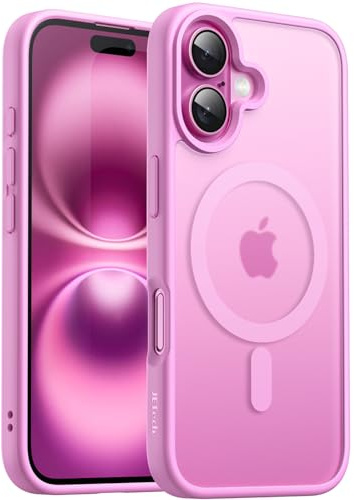 JETech Cover Magnetica per iPhone 16 Plus 6,7 Pollici Compatibile con MagSafe, Traslucido Opaco Retro Sottile Antiurto Cellulare Custodia (Rosa)