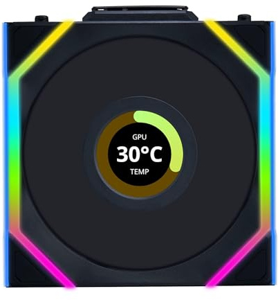 Lian Li UNI FAN SL Wireless LCD PC Fan 120mm RGB – Reverse Blade Gaming PC Fan Black | PWM Fan - 40 ARGB LEDs - up to 1,900 RPM - Slot-in System - High Airflow - Low Vibration - Quiet
