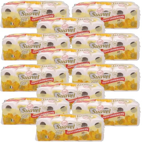 Carta Igienica 2 veli 120 rotoli (12 pacchi da 10 rotoli) Non profumata goffrata Ultra Soft Super Conveniente trapuntata multidisegno