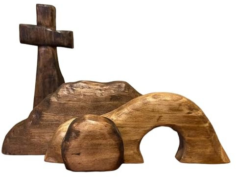 Disposizione della scena della risurrezione - Decorazione della scena della risurrezione, gioco di passione di Pasqua | Set di statue di tomba in legno vuote per la decorazione