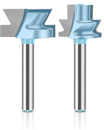 Jeu de fraises à rainure et languette, tige de 8 mm, 6 mm, 1/4 po, for tiroir, rainurage, fraise à bois, 2 pièces/ensemble(8mm Shank)