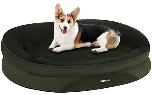 HMTOPE Cama ortopédica para perros, sofá para perros, cojín cervical de cuatro lados, parte inferior antideslizante, cesta para perros, extraíble y lavable, perros pequeños, perros medianos, 90 x 71 x