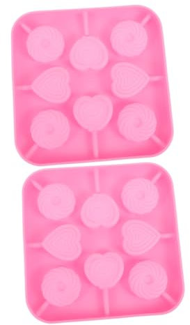 VINTORKY Herzförmige Lollipop Silikon Backformen Satz 8 Formen für Eislutscher Wiederverwendbar Flexibel Einfach zu Reinigen für Hausgemachte Süßigkeiten