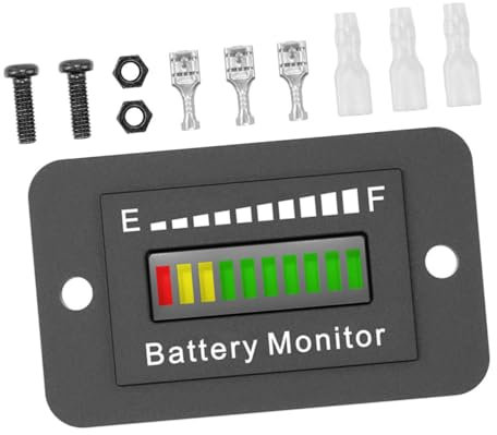 NUOBESTY Golf Cart Battery Meter and Voltage Display 12v-72v Adjustable Battery Gauge Meter Tool for Electric Vehicles, Forklifts, and Golf Carts, Black