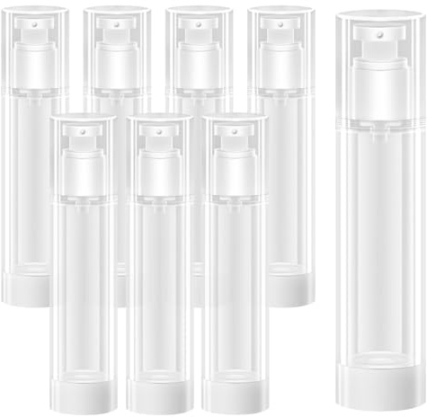 Culinavog 8 Pcs 50ml Airless Flacon Pompe Vide, Distributeurs de Crème, Vacuum Contenant Cosmetique, Rechargeables sans Air, Distributeurs de Crème Airless, pour Essence Lotion Tonique
