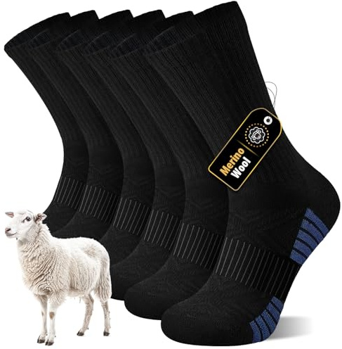 inaWarm Merino strumpor herr dam 3 par – varma ullstrumpor, ventilerande termostrumpor, vinterstrumpor, mjuka vandringsstrumpor, sportstrumpor, vandringsstrumpor för utomhus och arbete, svart blå, blå