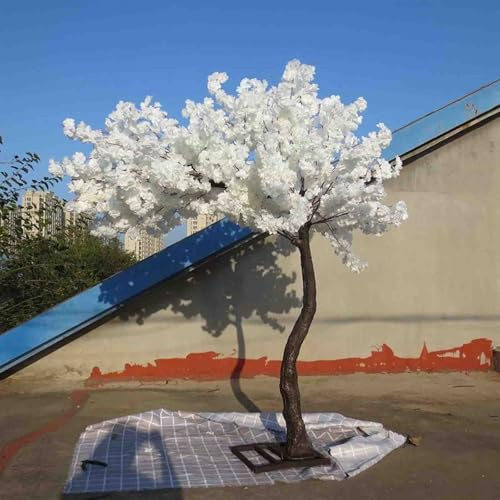 Large Artificial Japanese Cherry Blossom Tree - Handmade realistic flowers, Fake Plant Indoor Outdoor, For Home Office Party Wedding Decoration, White,001,1x0.6m/3.2x1.9ft