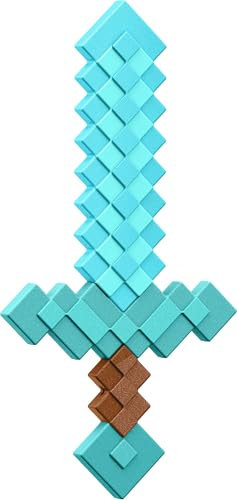 Mattel Minecraft Diamond Sword - Giocattolo da combattimento per bambini, accessorio per giochi di ruolo e costumi, ispirato al videogioco