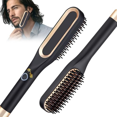 Journeyside Piastra per Barba Uomo, Mini Spazzola Lisciante per Capelli Corti,Piastra per Capelli e Barba Uomo, Regolabili 160℃/190℃/220℃, Piastra per Barba Capelli per Modellare Barba e Capelli