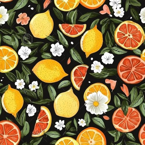 Klebefolie Möbelfolie Tapete Zitrusfrüchte Blumig Zitrone Orange einfach anzubringen Klebefolie Möbel Muster Tapeten Klebetapete Vinyl Wrap Wandtapete Wohnzimmer Schlafzimmer Möbelfolie Bunt Wasserdi