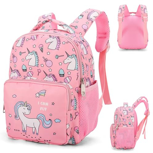 CRTLNYH Einhorn rosa Schultertasche, Einhorn Puppe Schulranzen,Kindergartenrucksack Mädchen, Rucksack für Kindergartenkinder, Kita-Rucksack für Mädchen, Geschenk zum Schulanfang (27*10*20CM)
