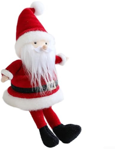 Oniissy Decorazione natalizia per le vacanze – Peluche Babbo Natale e pupazzo di neve – Figura in tessuto morbido per albero – mensola o espositore da tavolo – design festivo rosso (A)