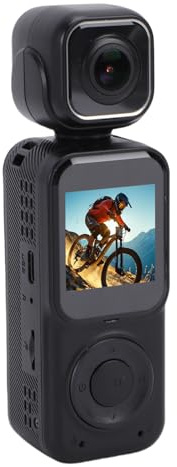 Tosuny Videocamera per Vlogging Tascabile 4K, Videoregistratore Portatile WiFi con Schermo da 1,54, Doppia Lente con Rotazione di 180°, Grandangolo di 130°, Registrazione in Loop,