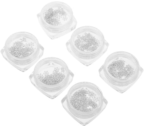 Homoyoyo 6 Schachteln Kleiner Schneeflocken Glitzer Pailletten Weiße Nagelapplikationen für Selbstgemacht Nagelbastelset Kleine Schneeflocken Ornamente für Maniküre Basteln