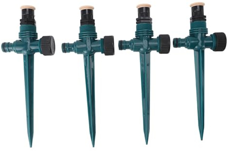 Tnfeeon Arroseurs de Jardin en Matériau ABS, Arroseur de Pelouse Rotatif Automatique, Pulvérisation d'eau Uniforme à 360 Degrés pour Cour et Jardin 4 Pièces (Green)