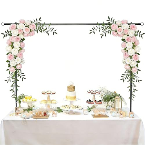 Arco per palloncini da tavolo, asta decorativa in metallo regolabile con morsetti, asta decorativa da 125 – 250 cm, per matrimoni, compleanni e feste