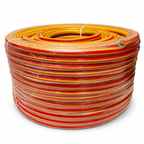 Reinforced 6 Layer Garden Hose Pipe 1/2 Yellow Kink and Algae Resistant PVC Food Safe Garden Irigattion Car Cleaning Caravan (15m)