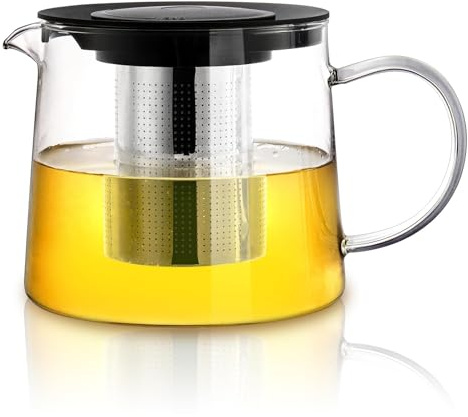 Théière En Verre De 1500ml Ave Infuseur Theiere Avec Infuseur, Filtre En Acier Ino ZMdable, Theiere Avec Infuseur, Theiere Verre pour Thé Floral, Jus, Boissons Chaudes et Froides
