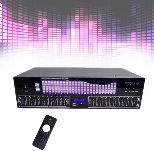 Digitaler Grafik-Equalizer mit LED-Display und Rauschunterdrückung, 20 Bänder, Fernbedienung, 15 dynamische Modi, ideal für Studio und Heim-Audio