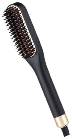 INOOMP Peigne Lisseur à Barbe Noir 3 Réglages de Température, Brosse Chauffante en Céramique Abs, Outil pour Lisser Cheveux et Barbe à Domicile Voyage