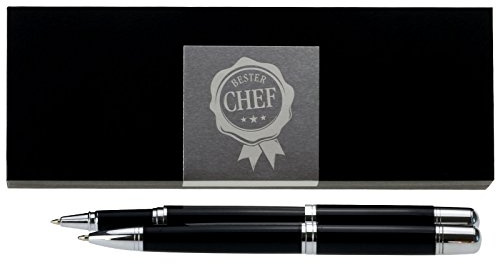 Kaufdeingeschenk Bester Chef graviertes Schreibset mit Kugelschreiber, Tintenroller und Etui