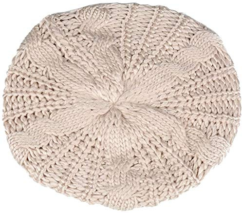 HugeStore Women Ladies Winter Warm Slouch Chunky Crochet Beanie Cap Hat Baggy Beret Hat Cap Beige