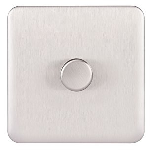 Schneider Electric Lisse Screwless Deco - Single 2 Way LED Dimmer Light Switch, 100 W/VA, GGBL6012LSSS, Stainless Steel