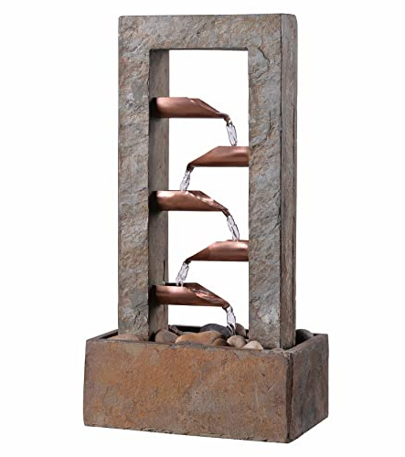 Kenroy Home Spillway Rustic Indoor Table Fountain, Slate and Copper, 19 Inch Height, 10 Inch Width, 6 Inch Depth