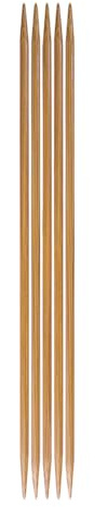 Stricknadeln: doppelseitig: 5er-Set: Bambus: 15 cm x 3,25 mm