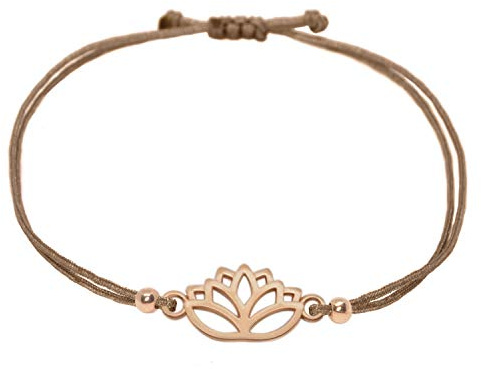 Selfmade Jewelry Armband Damen Roségold Lotus Größenverstellbares Armkettchen mit Lotusblüte Handmade Inkl. Geschenk-Verpackung
