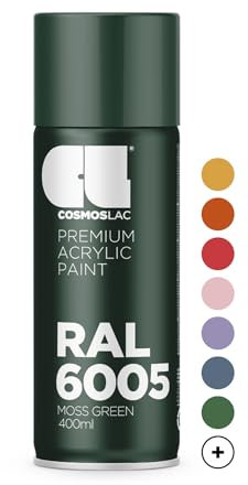 COSMOS LAC Sprühlack grün, glänzend - Spraydosen Sprühfarbe DIY Lack Acryllack Spray Farbspray Sprühdose Lackspray Farbe für Kunststoff, Metall, uvm. (RAL 6005 - moosgrün)