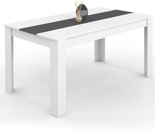 IDMarket - Table à Manger Rectangle Georgia 8 Personnes 160 x 80 cm | Coloris blanc et gris