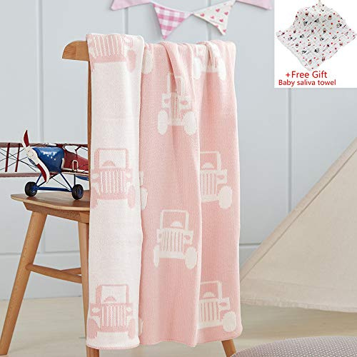 Odot Strickdecke Babydecke Kuscheldecke,Kinderwagen im Freien Kinderdecke Krabbeldecke Perfekt für Mädchen und Jungen Babys Geschenkverpackungen Hergestellt (90 * 110 cm,Pink)