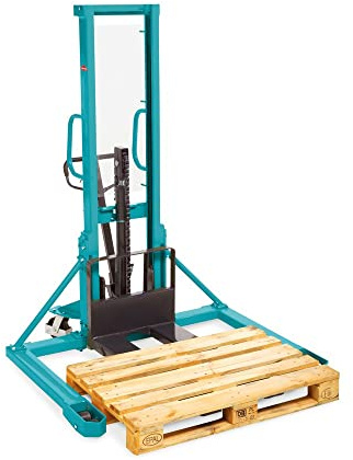 Ameise Hydraulik-Stapler Breitspur | 1,6m Hubhöhe | 1,0t Tragkraft | 1.100mm Gabellänge | 1-fach-Teleskop-Hubgerüst | Fußhydraulikpumpe | Handstapler | Türkisblau