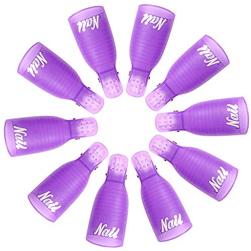 SWKJ Nagellackentferner-Clips, Acryl-Gel-Nagelentferner, Kunstgelkappe, Soak-Off, für Zehennagel und Finger, UV-Nagellackentfernung, Violett, 10 Stück