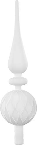 Inge-Glas Christbaumspitze Dekoriert 31cm Glas Tannenbaumspitze Weihnachtsbaumspitze Just White - weiß