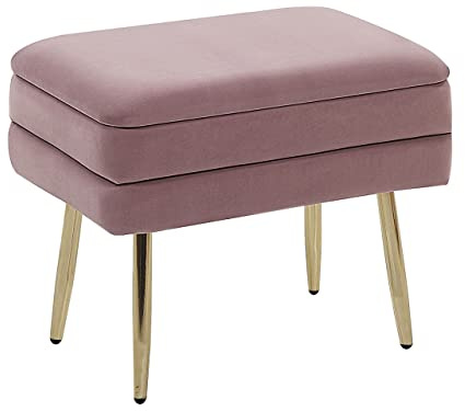 Bank mit Stauraum aus Samtstoff in rosa/gold Odessa